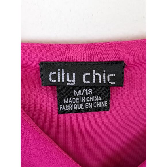 City Chic Dress Maxi Ruffle Flirty Detail Shock Pink Boho Feminine Sexy Size 18 - Picture 13 of 15